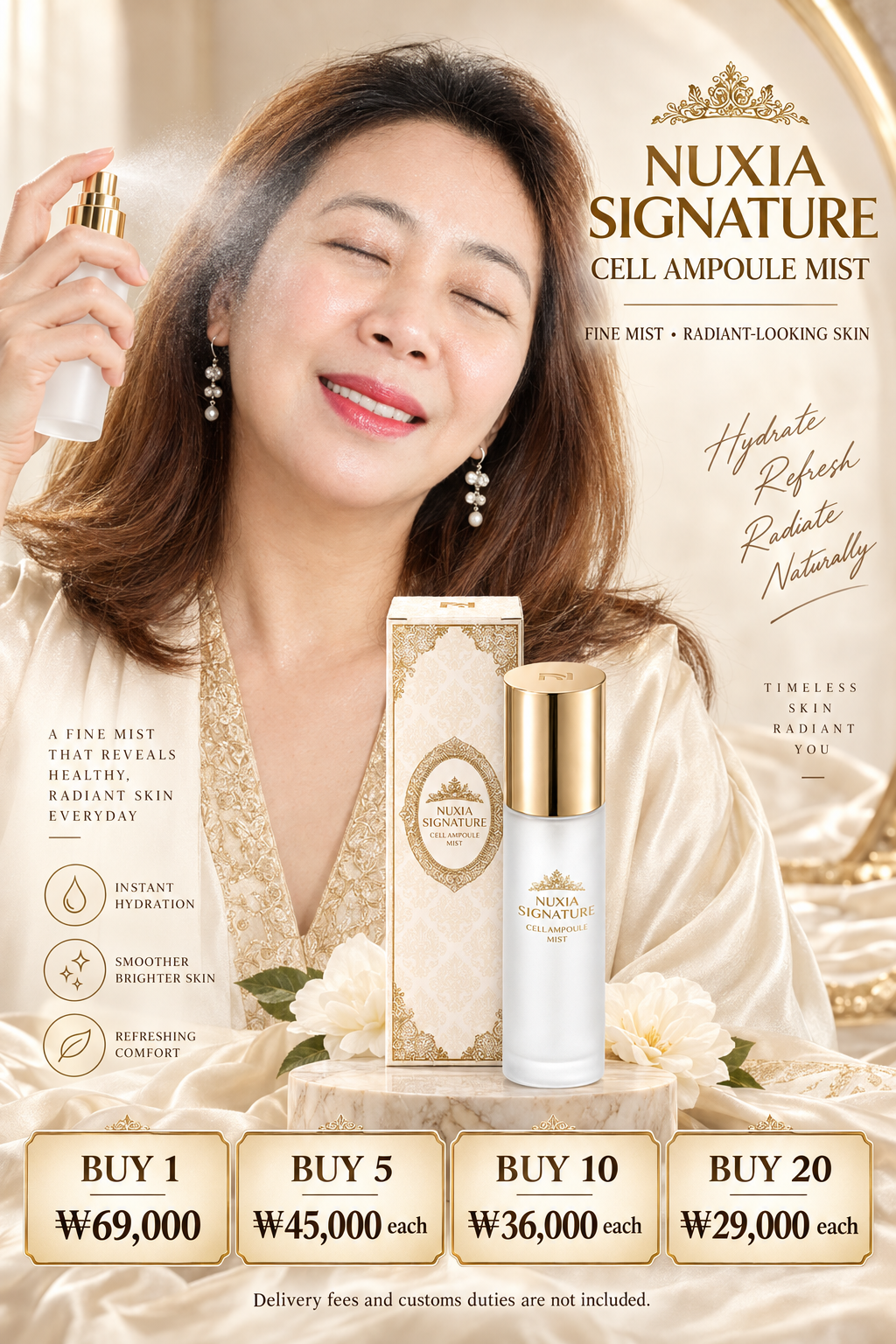 NUXIA Signature Cell Ampoule Mist with model and quantity prices