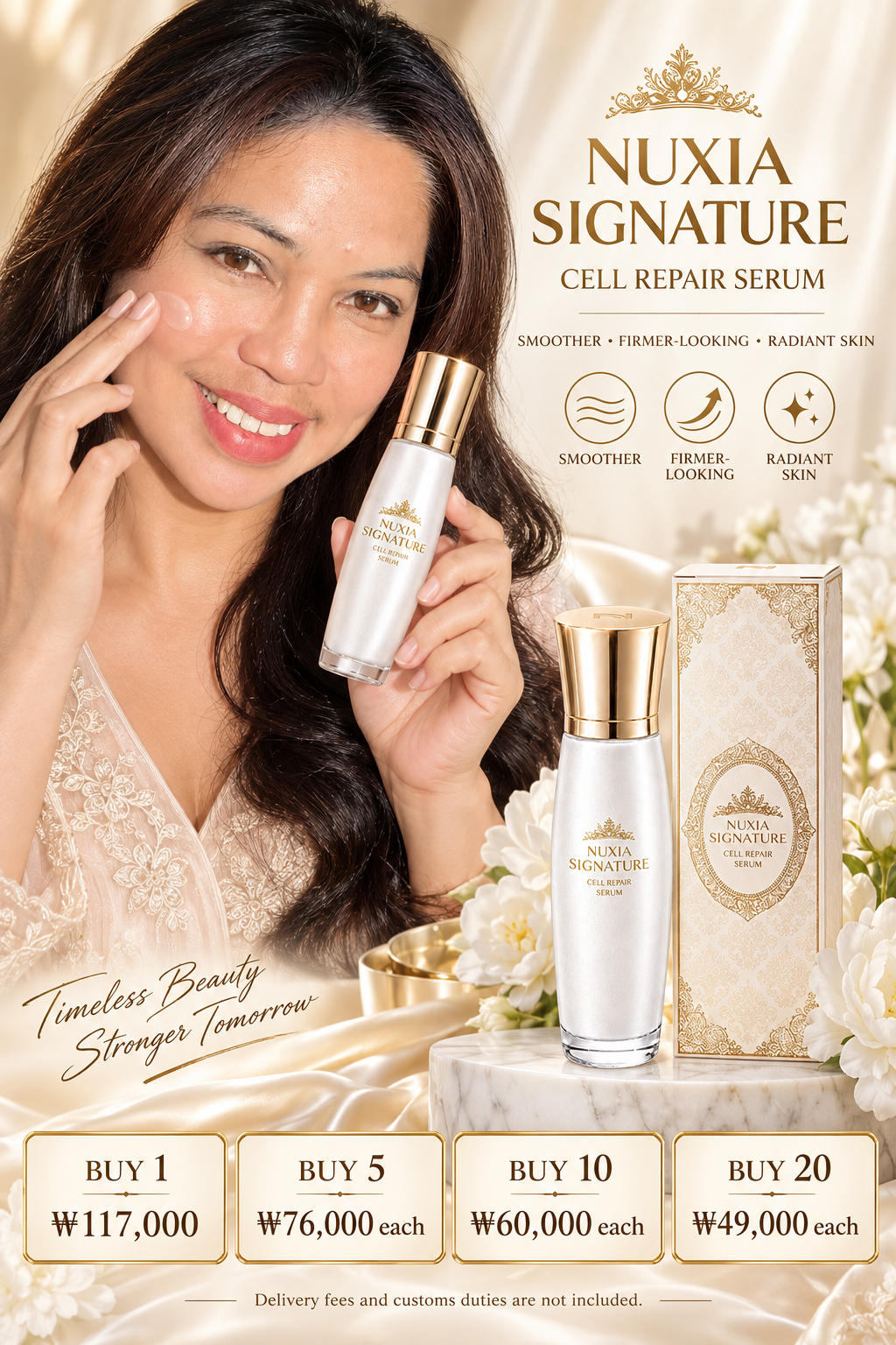 NUXIA Signature Cell Repair Serum with model and quantity prices